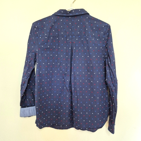 🍁Tommy Hilfiger Women’s Navy Dot Print Half-Zip Blouse – Size Large - Picture 4 of 4